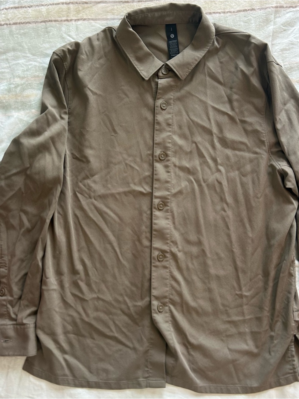 Lululemon Men’s Modal Long Sleeve Button Shirt Dark Beige LM3FHBS Stretch S